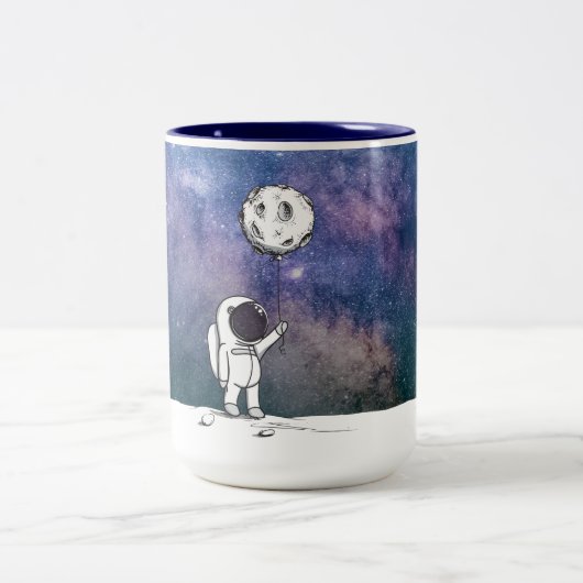 Tasse 2 Couleurs Astronaute dans l'espace avec ballon lunaire cosmo (Centre)