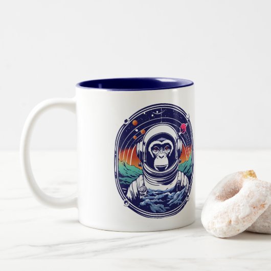 Tasse 2 Couleurs Astronaute du singe spatial (Avec donut)