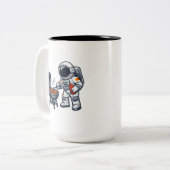 Tasse 2 Couleurs Astronaute faisant griller (Devant gauche)