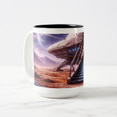 Tasse 2 Couleurs Astronaute quittant le vaisseau spatial (Devant gauche)