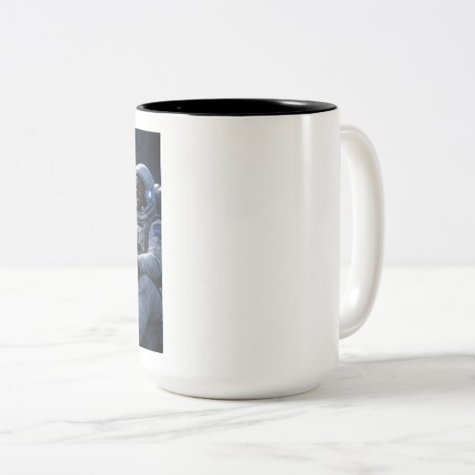 Tasse 2 Couleurs Astronautes Buvant du Café (Devant droit)