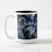 Tasse 2 Couleurs Astronautes Buvant du Café (Gauche)