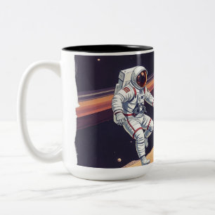 Tasse 2 Couleurs Astronautes jouant au football dans l'espace