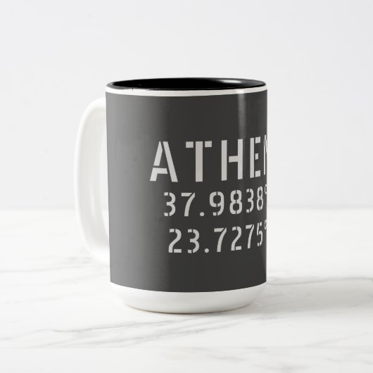 Tasse 2 Couleurs Athènes Latitude Longitude (Devant gauche)
