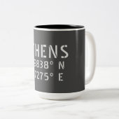 Tasse 2 Couleurs Athènes Latitude Longitude (Devant droit)