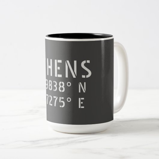 Tasse 2 Couleurs Athènes Latitude Longitude (Devant droit)