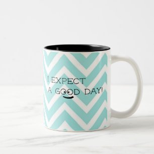 Tasse 2 Couleurs Attente Positive Bonne Journée Chevron Bleu