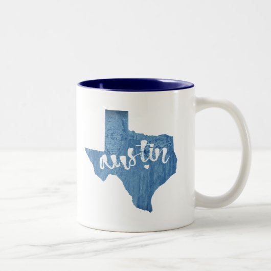 Tasse 2 Couleurs Austin, Texas Wood Grain (Droit)