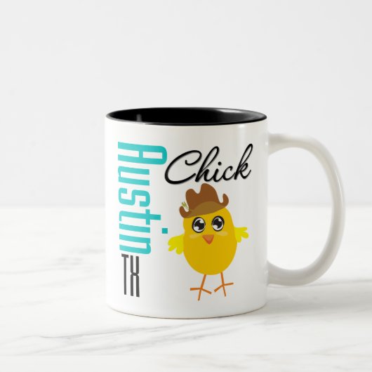 Tasse 2 Couleurs Austin TX Chick-2 (Droit)