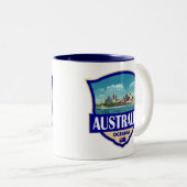 Tasse 2 Couleurs Australia Illustration Retro Badge (Devant droit)