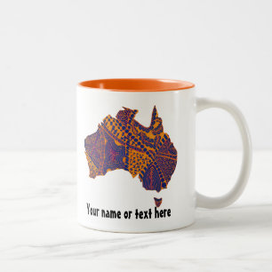 Tasse 2 Couleurs Australie Carte Doodle Orange Purple