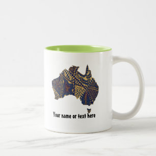 Tasse 2 Couleurs Australie Carte Doodle Tan Rouge Bleu