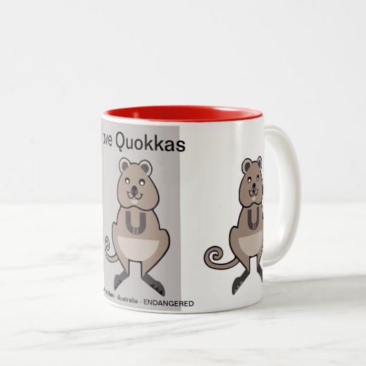 Tasse 2 Couleurs Australie - Heureux j'aime QUOKKAS- Faune (Devant droit)