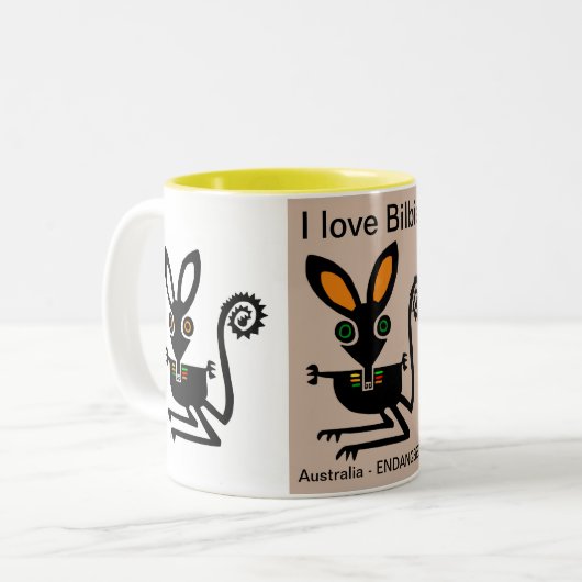 Tasse 2 Couleurs Australie - J'aime BILBIES - Nature - Faune (Devant gauche)