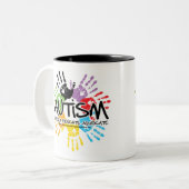 Tasse 2 Couleurs Autisme Handprint (Devant gauche)