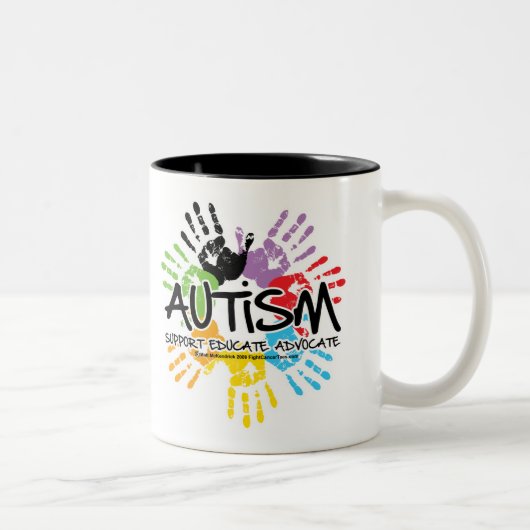 Tasse 2 Couleurs Autisme Handprint (Droit)