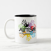 Tasse 2 Couleurs Autisme Handprint (Gauche)