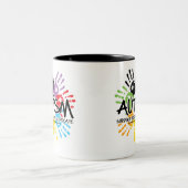 Tasse 2 Couleurs Autisme Handprint (Centre)