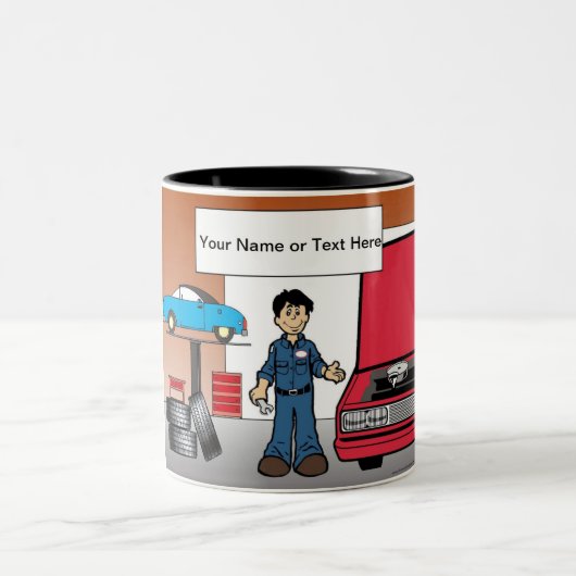 Tasse 2 Couleurs Auto Mechanic - Dessin masculin par PrintedPerfect (Centre)