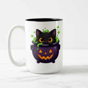 Tasse 2 Couleurs Autocollant Halloween Chat Noir Mignon   Citrouill