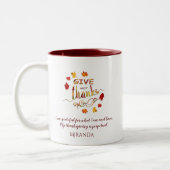 Tasse 2 Couleurs Automne Aquarelle Les Feuilles Remercient Monogram (Gauche)