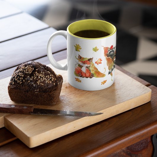 Tasse 2 Couleurs Automne Automne Cute Animaux Clipart