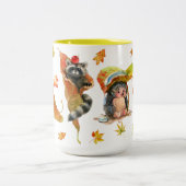 Tasse 2 Couleurs Automne Automne Cute Animaux Clipart (Centre)