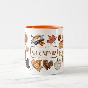 Tasse 2 Couleurs Automne Automne Saison Thanksgiving Bonjour Citrou