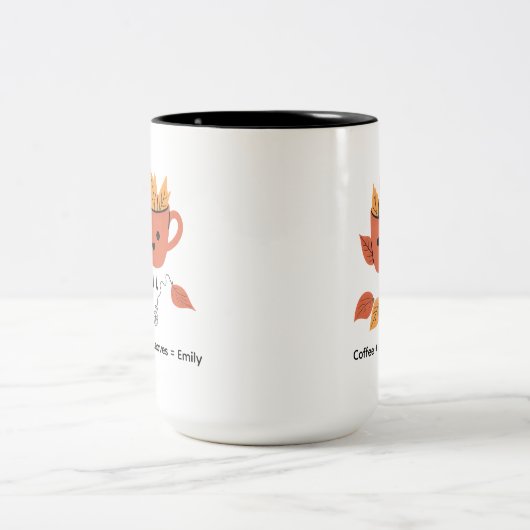 Tasse 2 Couleurs Automne Feuilles Automne Design avec nom (Centre)