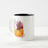 Tasse 2 Couleurs automne, floral, citrouille (Devant gauche)
