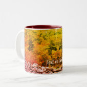 Tasse 2 Couleurs Automne Foliage Pierre Mur Nature Art Personnalisé (Devant gauche)