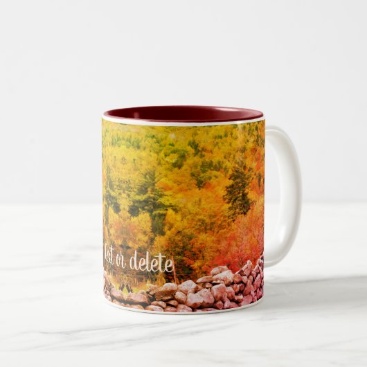 Tasse 2 Couleurs Automne Foliage Pierre Mur Nature Art Personnalisé (Devant droit)