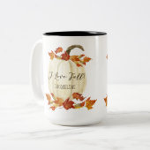 Tasse 2 Couleurs Automne I Love Fall Foliage Citrouille Aquarelle (Devant gauche)