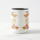 Tasse 2 Couleurs Automne I Love Fall Foliage Citrouille Aquarelle (Centre)