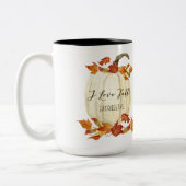 Tasse 2 Couleurs Automne I Love Fall Foliage Citrouille Aquarelle (Gauche)