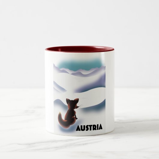 Tasse 2 Couleurs Autriche poster de voyage ski (Centre)