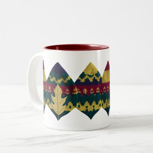Tasse 2 Couleurs Autumn Fair Isle Knit Pattern Fall Leaf (Devant gauche)