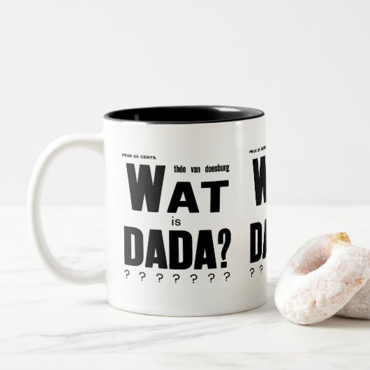 TASSE 2 COULEURS AVANT GARDE DADA ART TEXTE (Avec donut)
