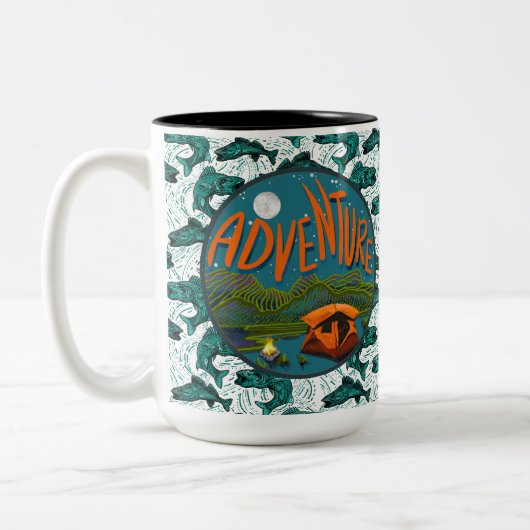 Tasse 2 Couleurs Aventure Camping et Pêche (Gauche)