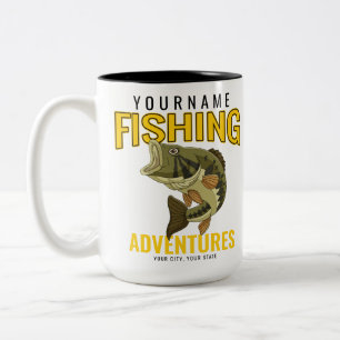 Tasse 2 Couleurs Aventures de pêche personnalisées Basse Pêcheur 
