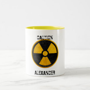 Tasse 2 Couleurs Avertissement personnalisé Réacteur Nucléaire Jaun