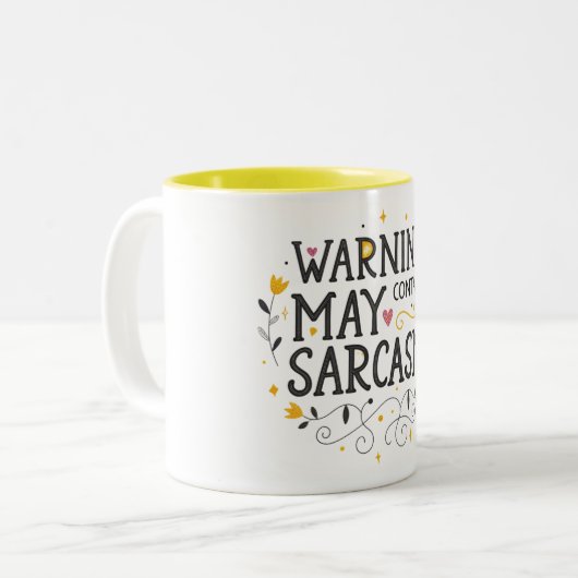 Tasse 2 Couleurs Avertissement pouvant contenir des sarcasmes (Devant gauche)