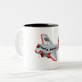 Tasse 2 Couleurs Avion rétro de dessin (Devant gauche)