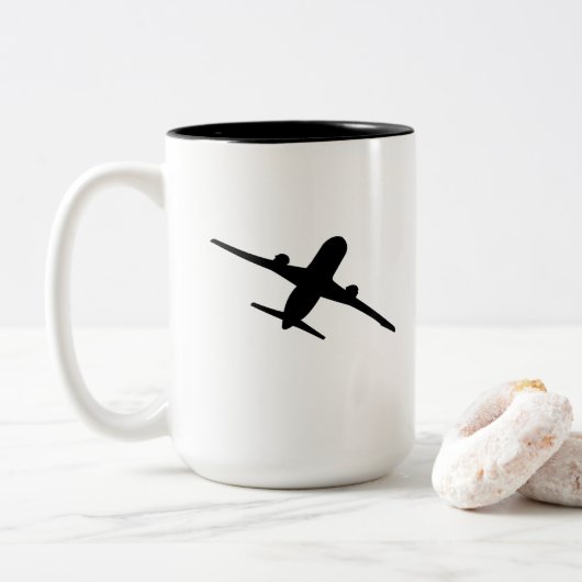 Tasse 2 Couleurs Avion volant Aviateur Aviateur (Avec donut)