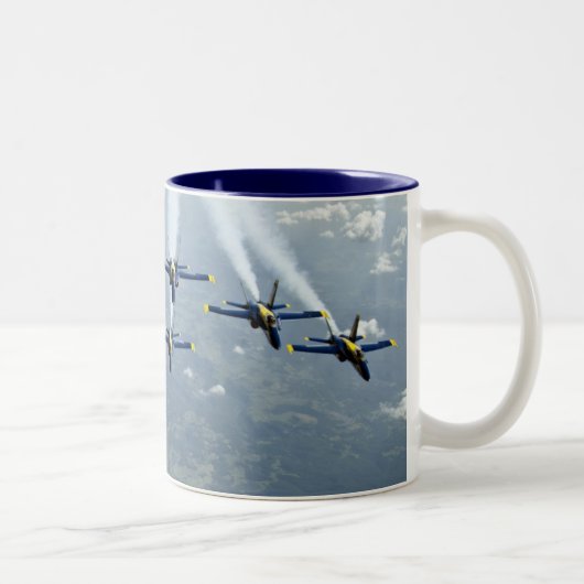 Tasse 2 Couleurs Avions de chasse d'ange bleu (Droit)
