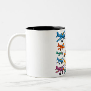 Tasse 2 Couleurs Avions Vintage Colorés - Aviation Rétro