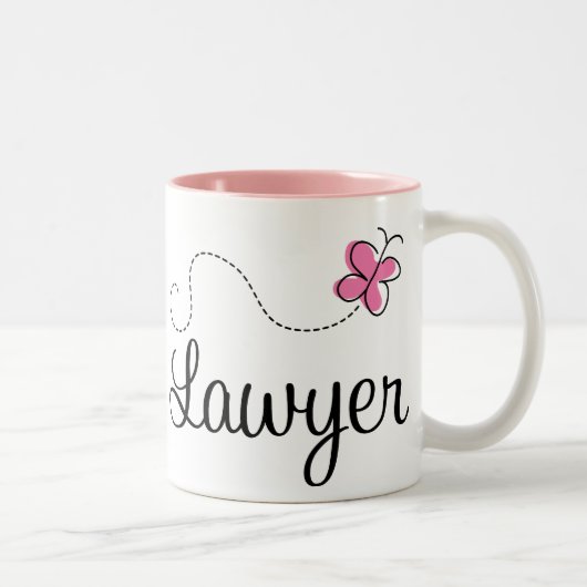 Tasse 2 Couleurs Avocat rose mignon de papillon (Droit)