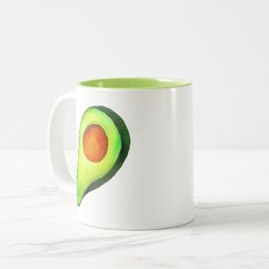 Tasse 2 Couleurs Avocat vert addict art mignon (Devant gauche)