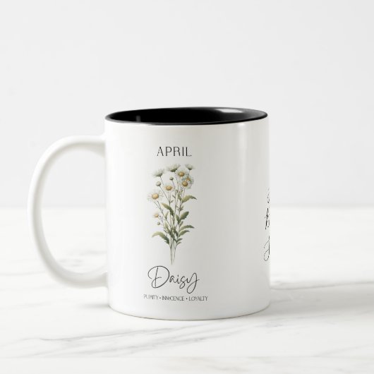 Tasse 2 Couleurs Avril Mois de naissance Fleur Faisy Anniversaire C (Gauche)