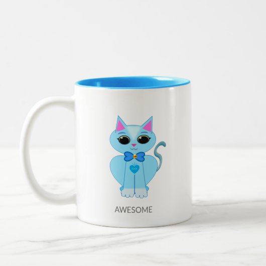 Tasse 2 Couleurs Awesome mignon chaton bleu clair café deux tons (Gauche)